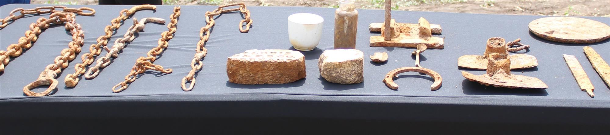 Artifacts found at the construction site of the James Reese Career & Technical Center 